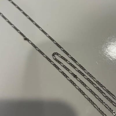 14k White Gold Figaro Necklace - additional view