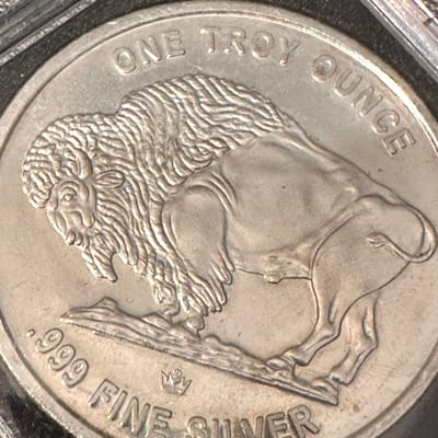 One Troy ounce Fine Silver Buffalo Round