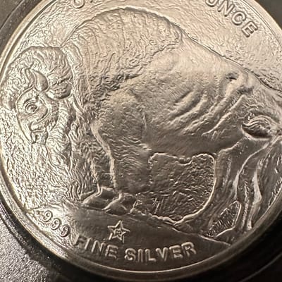 One Troy ounce Fine Silver Buffalo Round - additional view