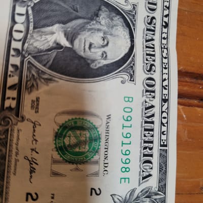 2021 $1 Birthday Note 09/19/1998
