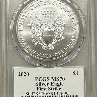 NEW 2020 Silver Eagle PCGS MS70 First Strike - additional view