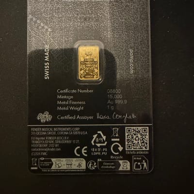 Pamp Fender Anniversary Edition 1g gold bar 999.9 - additional view