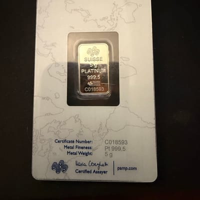 Pamp 5g Platinum bar 999.5 - additional view