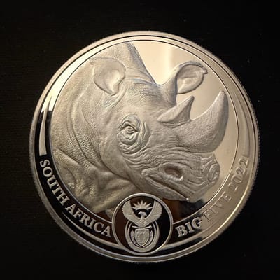 2022 South Africa 5 Rand Rino 1oz .999 Silver