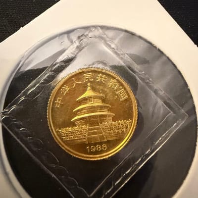 1986 10 Yuan 1/10oz Gold Panda .999 coin - additional view