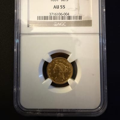 1851 $2.5 Gold Liberty Head Quarter Eagle NGC AU55