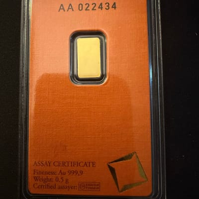 Valcambi Suisse .5g 999.9 Gold Bar (In Assay) - additional view