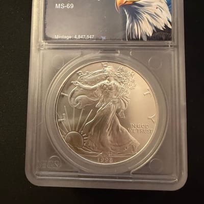 1998  1oz American Silver Eagle Silver .999 MS 69