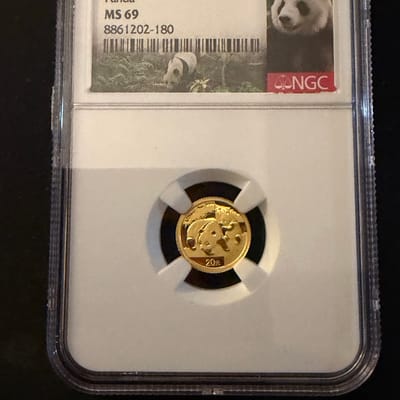 2008 China G20Y  Panda 999.9 1/20oz Gold MS69