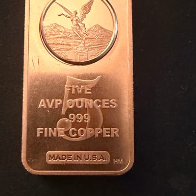 5oz .999 Copper Mexican Libertad Design