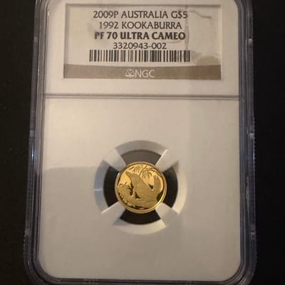 2009P Australia .9999 Gold Kookaburra 1/20oz PF70