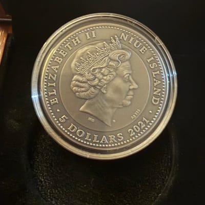2021 Niue 2oz Antique Silver Zorro Coin .999 - additional view
