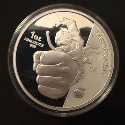 2020 So. Korea 1oz Silver Taekwondo Proof Komsco