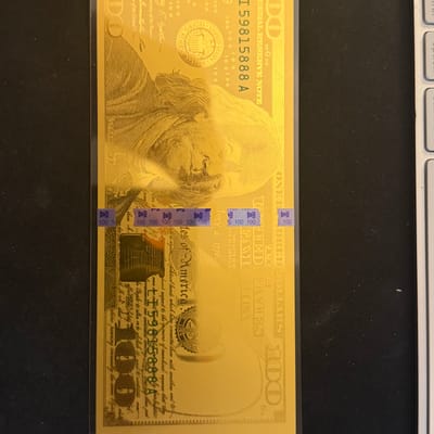 1g .999 Fine Gold 100 Dollar Bill Note
