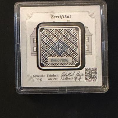 10g Geiger Edelmetalle  .999 Fine Silver In Assay - additional view