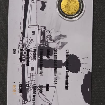 1/1000th Gold Steamboat Willie