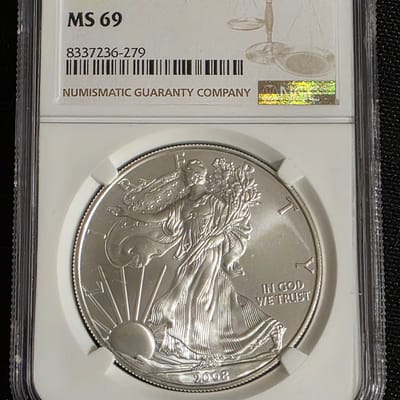 2008 American Silver Eagle S$1 NGC MS69