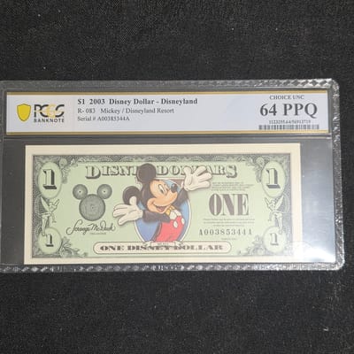 *SALE* 2003 $1 Disney Dollar - PCGS 64PPQ Currency - additional view