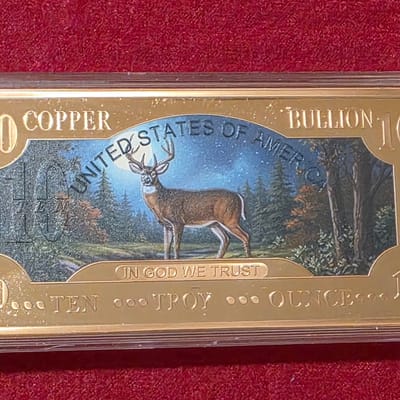10 oz Copper Buck Mountain Scene *BROKEN CASE*