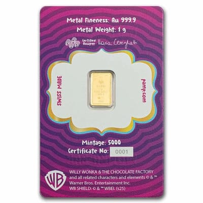 Willy Wonka Wonka bar 1 gram pure gold - additional view