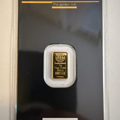 1 Gram Gold Argor Heraeus Bar 1 g .9999 Fine Gold 