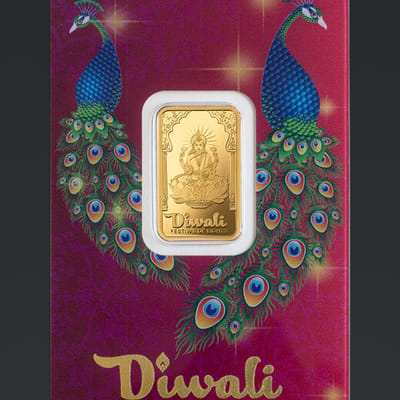 2024 Diwali - Lakshmi & Peacocks 5g Pure Gold Bar