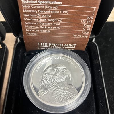 Perth mint American bald eagle high relief sil set - additional view