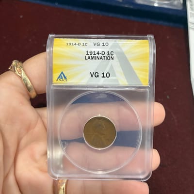 1914-D 1C Lamination Error ANACS VG10 RARE