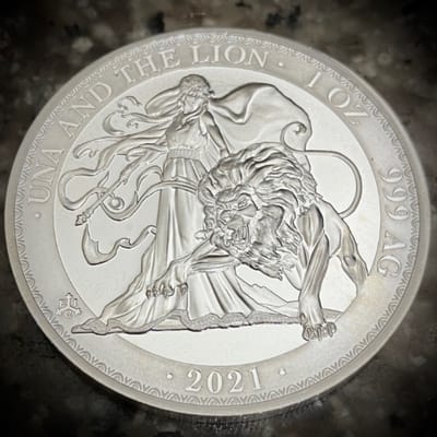 2021 St. Helena  UNA AND THE LION 1 oz Silver Coin