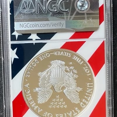 2008 W Silver Eagle NGC PF69 ULTRA CAMEO Flag Core - additional view