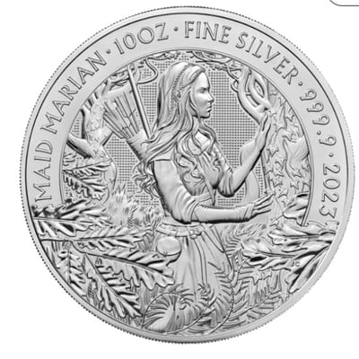 2023 Great Britain MAID MARIAN 10 oz silver coin