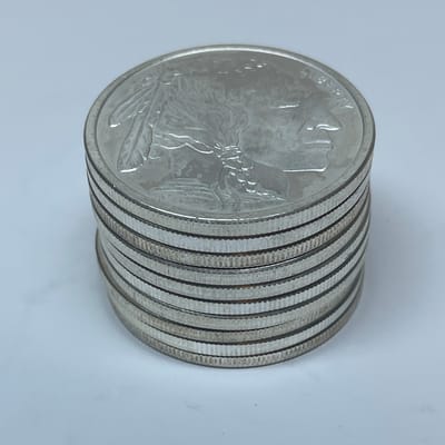 10 Buffalo 1 oz Rounds 10 oz Total .999 Fine Silve