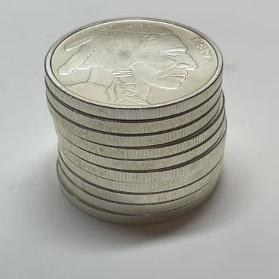 10 Buffalo 1 oz Rounds 10 oz Total .999 Fine Silve