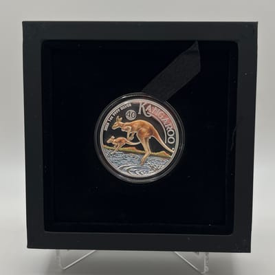Kangaroo 1 oz Silver Proof High Relief colorized - additional view