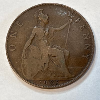 1905 English Penny Edward 7th - additional view