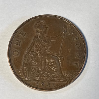 1931 English George 5th Penny - additional view