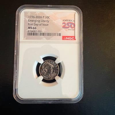 2026 Emerging Liberty Dime MS66 250th Label