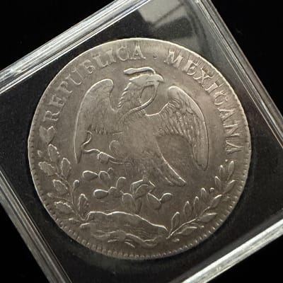 1869 Oaxaca Mexico 8 Reales Cap & Rays .903 Silver