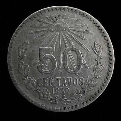 1939 Mexico 50 Centavos .720 Silver Coin