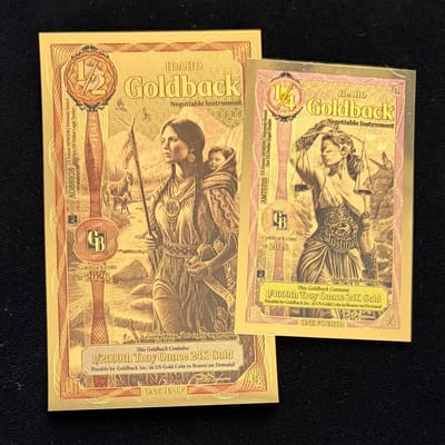 2026 Idaho 1/2 & 1/4 Goldbacks 24K Gold Alpha