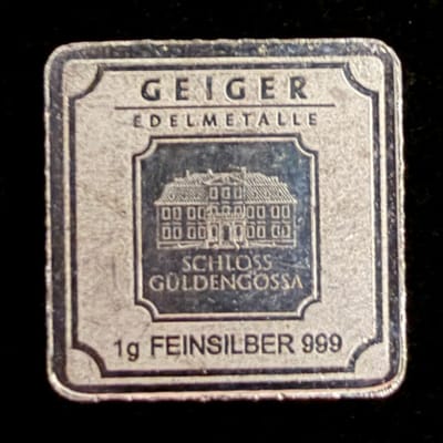 1g Geiger Edelmetalle .999 Fine Silver Bar