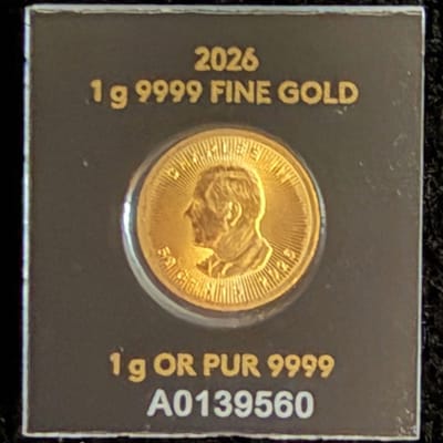 2026 Canada 1g Gold Maple Leaf .9999 Fine Gold - additional view