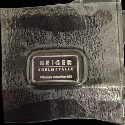 5 Gram Geiger Original Square Sealed Silver Bar
