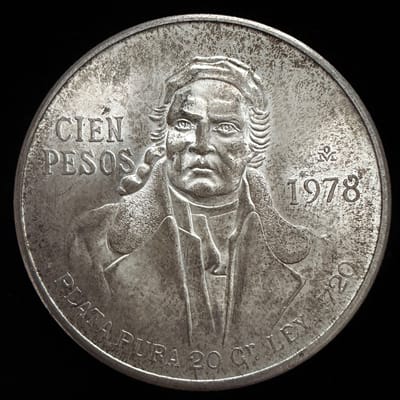 1978 Mexico 100 Pesos Coin .720 Silver