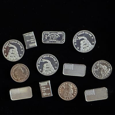 Random 1 Gram Silver Bar or Round – Designs Vary