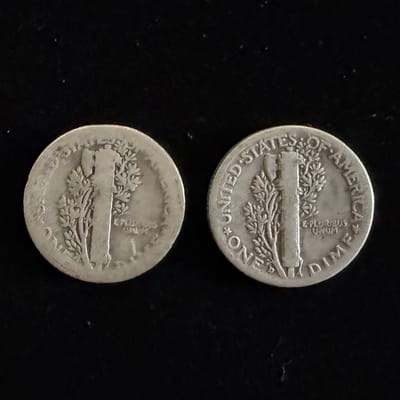 2 Coins Mercury Dimes 90% Silver Lot - additional view
