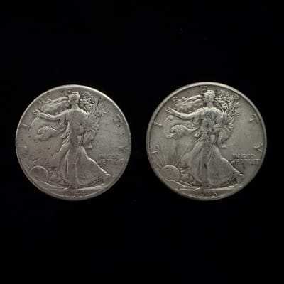 1944 & 1945 Walking Liberty Half Dollars - 2 Coins