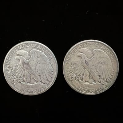 1944 & 1945 Walking Liberty Half Dollars - 2 Coins - additional view