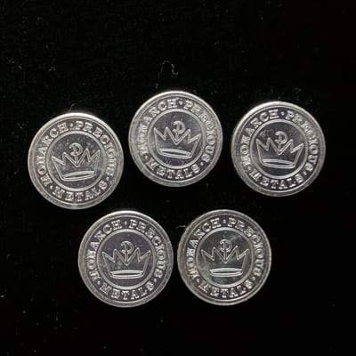 Lot of 5 - 1 Gram .999 Fine Silver Rounds - additional view