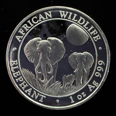 2014 1 oz Silver Elephant African Wildlife Coin
